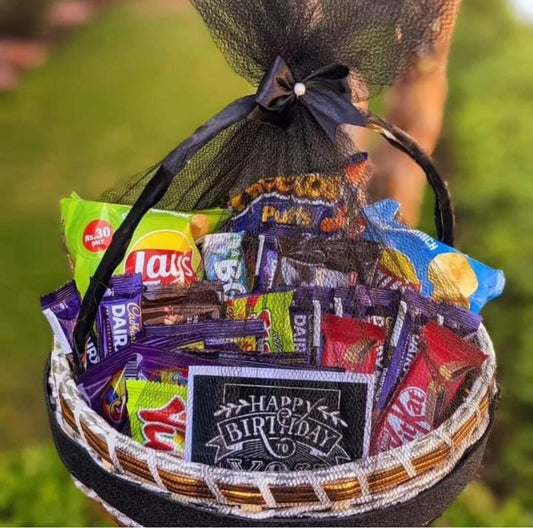 Black Theme Happy Birthday Basket