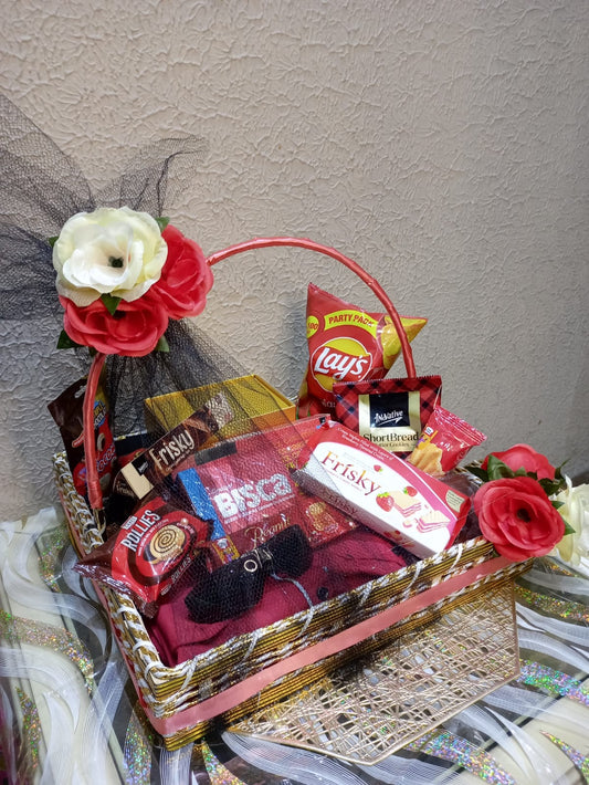 Valentine Special Red & Black Theme Basket For Men